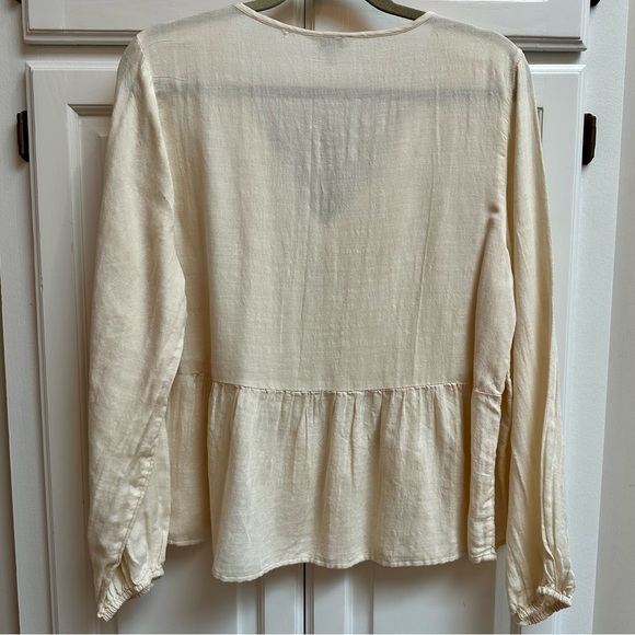 Lucky Brand Hazel Embroidered Cotton Blend Boho Peasant Top Size Medium - Picture 3 of 13